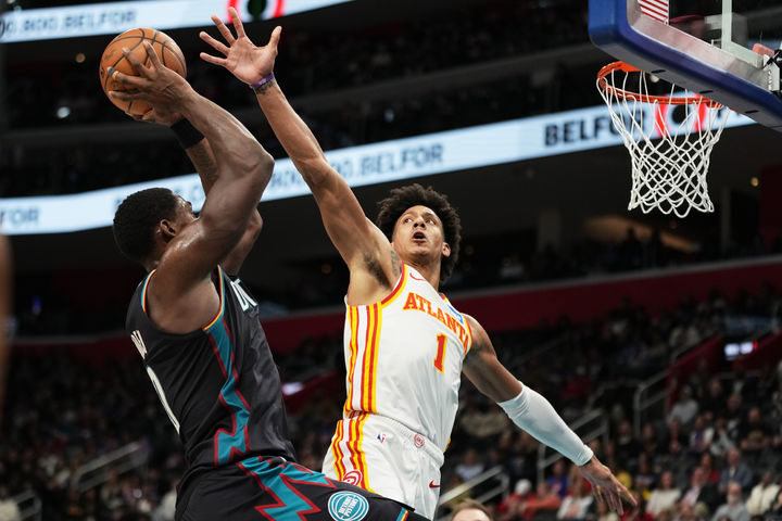 [디트로이트=AP/뉴시스] 미국프로농구(NBA) 디트로이트 피스턴스의 제일런 듀런. 2025.12.01.