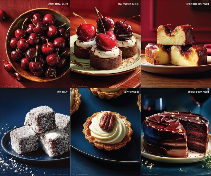 [서울=뉴시스] 애슐리퀸즈가 운영하는 '디저트 뮤지엄'의 대표 메뉴가 보이고 있다. (사진=이랜드 제공) 2025.12.02. photo@newsis.com *재판매 및 DB 금지