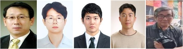 [제주=뉴시스] 제7회 제주언론인상 수상자. 차례대로 한라일보 고대로 편집국장(왼쪽부터), 오소범 기자, 제주CBS 고상현 기자, 이창준 기자, 곽상필 사진작가(전 제민일보 사진부장). (사진=제주언론인클럽 제공) 2025.12.02. photo@newsis.com *재판매 및 DB 금지