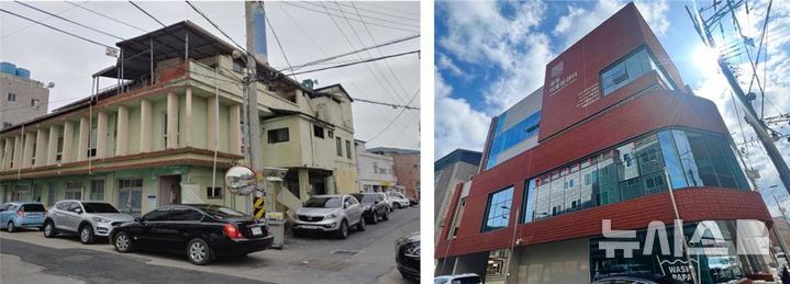 [의령=뉴시스]경남 의령군 의령읍 중동리 방치 건물 도심재생사업 전과 후(중동주민어울림센터) 모습.(사진=경남도 제공) 2025.12.02. photo@newsis.com