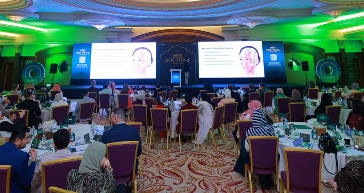 [서울=뉴시스] 지난달 28일부터 사우디에서 진행된 NMC MENA에서 강연이 진행되고 있다. (사진=대웅제약 제공) 2025.12.03. photo@newsis.com *재판매 및 DB 금지