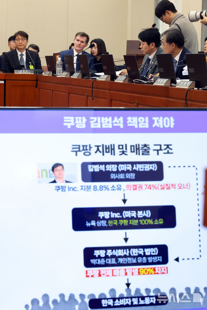 [서울=뉴시스] 고승민 기자 = 박대준 쿠팡 대표이사가 3일 서울 여의도 국회에서 열린 정무위원회의 쿠팡 개인정보 유출 관련 현안질의에서 의원 질의를 듣고 있다. 2025.12.03. kkssmm99@newsis.com