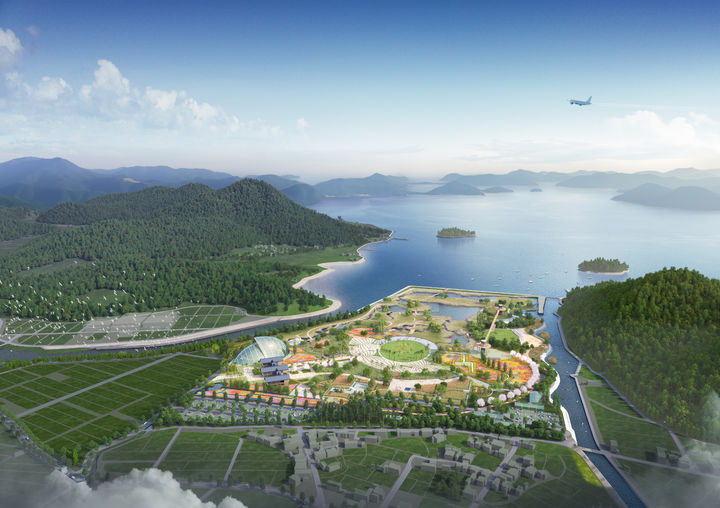 [거제=뉴시스] 신정철 기자= 경남 거제시는 지난 2일 국회 본회의를 통과한 2026년도 정부예산에 한-아세안 국가정원 조성사업 용역비 5억 원이 반영돼, 사업 재추진을 위한 동력을 확보했다고 3일 밝혔다.사진은 거제시 동부면에 조성될 한-아세안 국가정원 조감도.(사진=거제시 제공).2025.12.03. photo@newsis.com *재판매 및 DB 금지