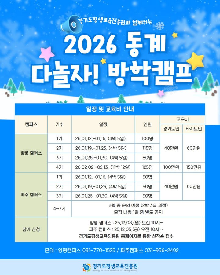 겨울방학 '다놀자! 방학캠프'(사진=경기도평생교육진흥원 제공) *재판매 및 DB 금지