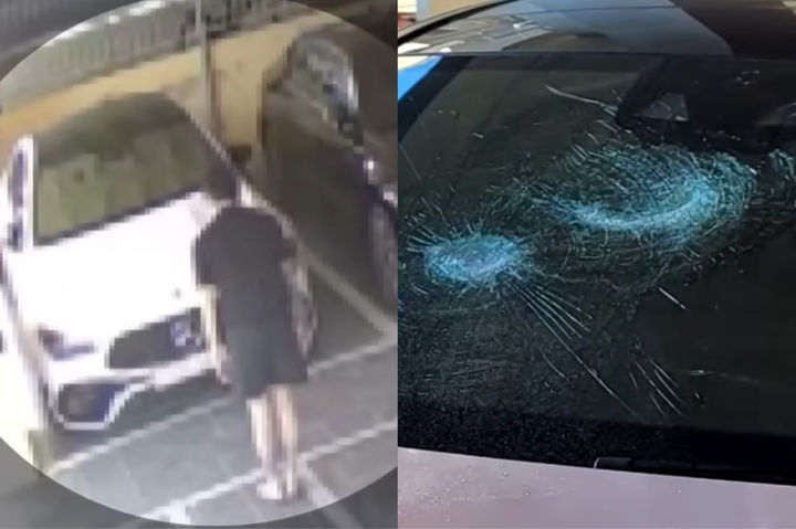 [뉴시스] 서울 관악구의 한 빌라 주차장에서 남성이 골프채로 이웃의 차량 앞 유리를 파손한 뒤 달아나는 사건이 발생했다. (사진 = 'JTBC News' 유튜브 갈무리) 2025.12.04. *재판매 및 DB 금지