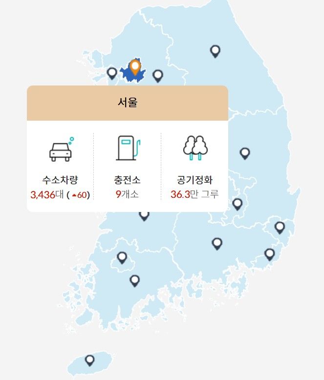 [서울=뉴시스] 한국석유관리원 수소유통정보시스템에 기재된 서울 지역 수소 차량과 수소충전소 현황. (사진=수소유통정보시스템 홈페이지 캡처) photo@newsis.com *재판매 및 DB 금지