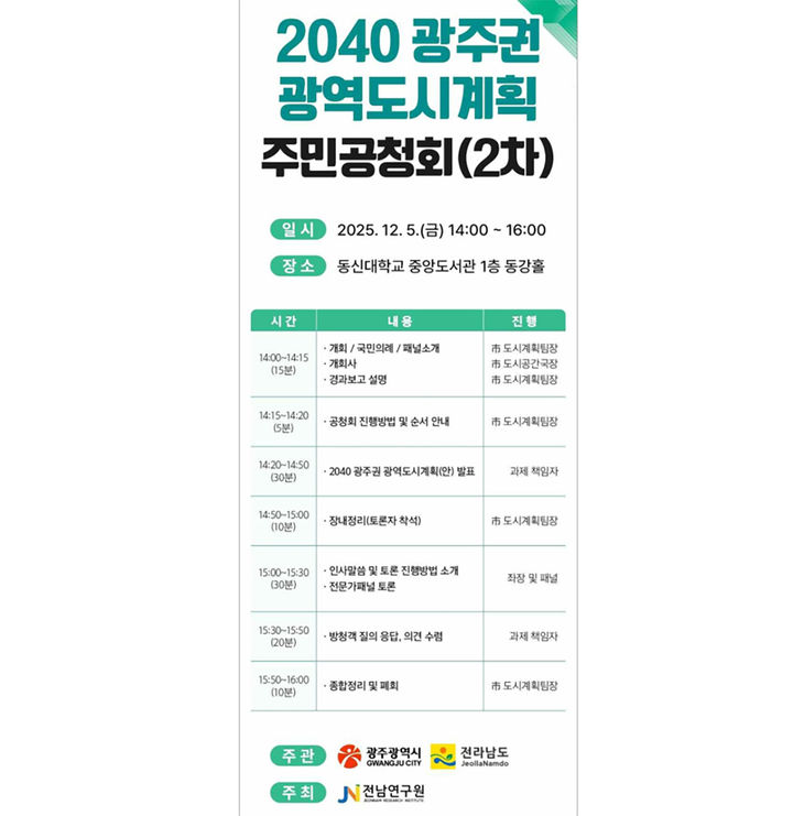 [광주=뉴시스] 광주시·전남도 '2040 광주권 광역도시계획(안) 공청회'. (사진=광주시청 제공). photo@newsis.com *재판매 및 DB 금지