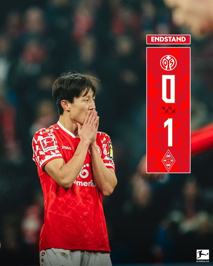 마인츠 이재성의 아쉬운 표정