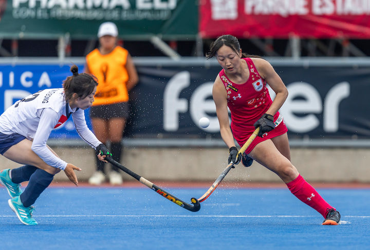 [서울=뉴시스] 일본전에 나선 한국 주니어 여자하키 대표팀. (사진=국제하키연맹 SNS 캡처) *재판매 및 DB 금지