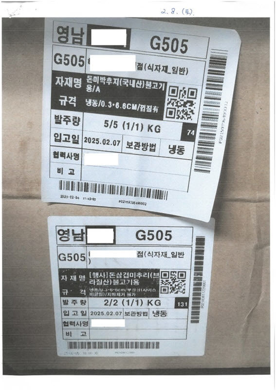 [진주=뉴시스]경남농관원, 해군 식탁 공급업체 원산지 위반 적발.(사진=경남농관원 제공).2025.12.08.photo@newsis.com *재판매 및 DB 금지