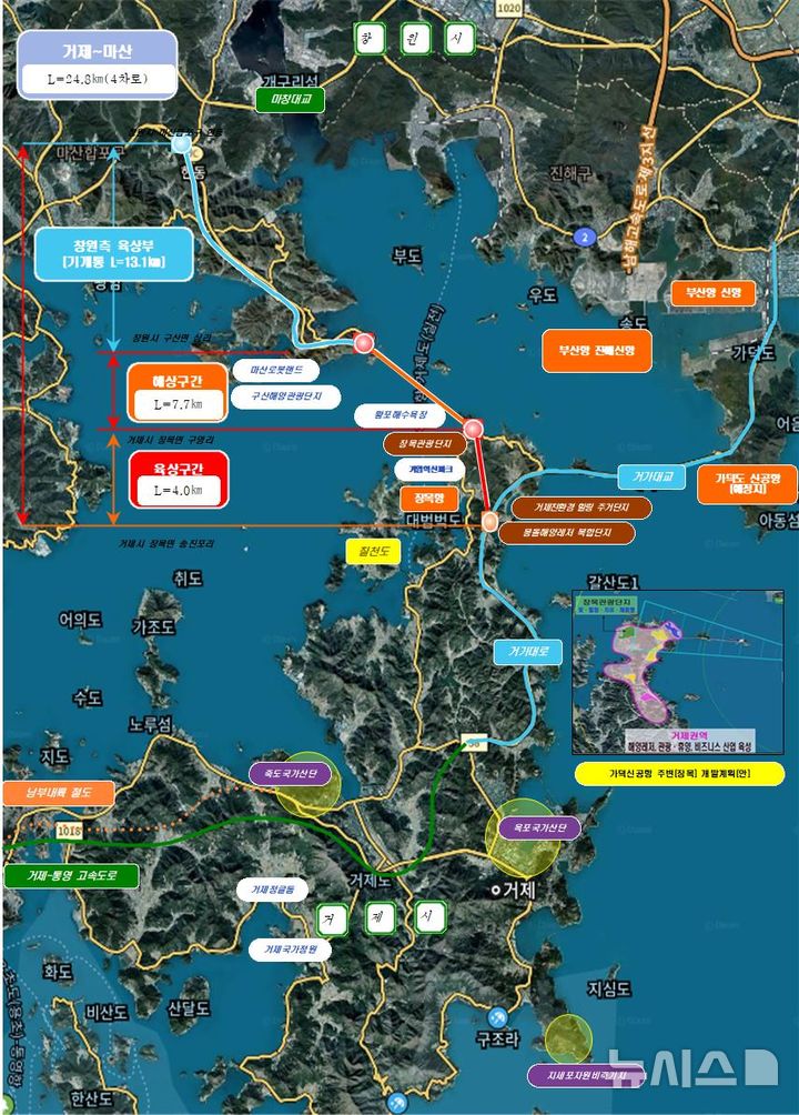 [창원=뉴시스]거제~마산 국도5호선 건설사업 위치도.(자료=경남도 제공) 2025.12.08. photo@newsis.com