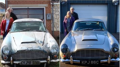 수십 년간 집 앞에서 방치돼 녹슬어가던 1960년대 애스턴 마틴 DB5가 전면 복원에 성공하며 현재 가치 100만파운드(약 19억5000만원)를 인정받았다.(사진=BBC캡처) *재판매 및 DB 금지