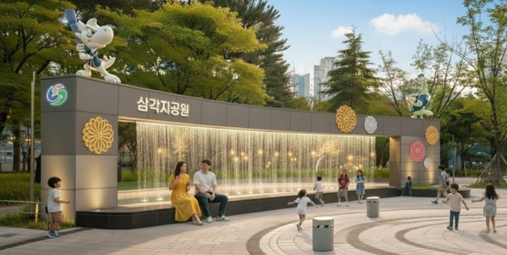 [창원=뉴시스] 강경국 기자 = 경남 창원시 마산회원구 양덕동 삼각지공원 벽천분수 조감도. (사진=창원시청 제공). 2025.12.09. photo@newsis.com *재판매 및 DB 금지