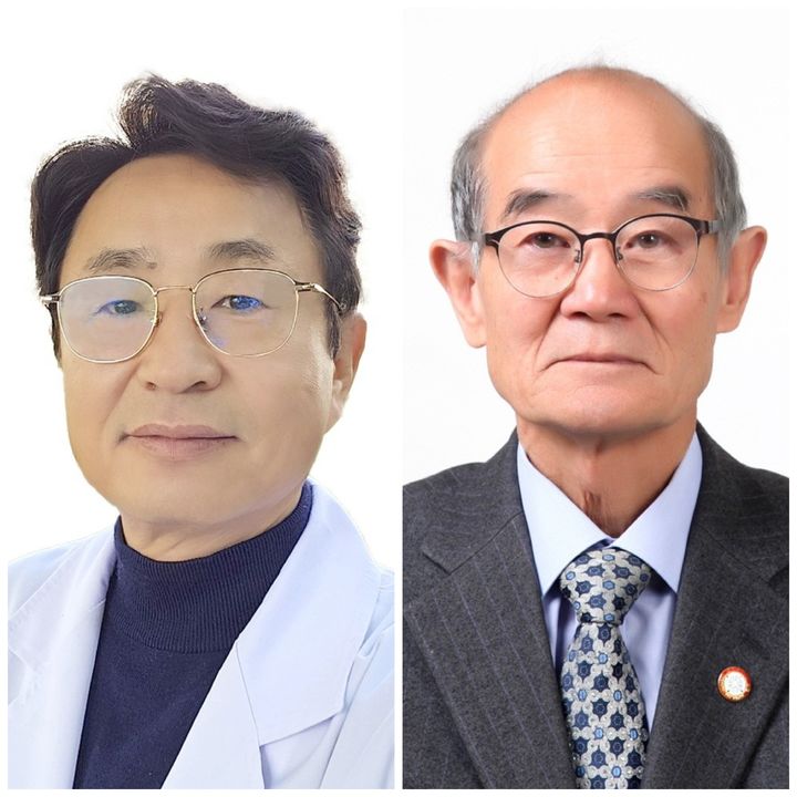 [세종=뉴시스] 농림축산식품부는 9일 세종컨벤션센터에서 '제10회 대한민국 농촌재능나눔 대상' 시상식을 열었다고 밝혔다. 사진은 대통령 표창을 받은 이시우(왼쪽) 경주 동산병원 신경외과 교수와 국무총리 표창을 수상한 김안무 완주군 자원봉사센터 서금요법봉사단장. (사진=농식품부 제공) 2025.12.09. photo@newsis.com *재판매 및 DB 금지