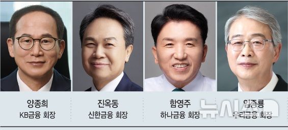 [서울=뉴시스]4대 금융지주 회장. (사진=뉴시스). 