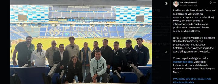 [서울=뉴시스] 홍명보 축구 대표팀 감독, 멕시코 푸에블라 답사. (사진=카를로 로페스 말로 푸에블라 관광개발부 장관 SNS 캡처) 2025.12.10. photo@newsis.com *재판매 및 DB 금지