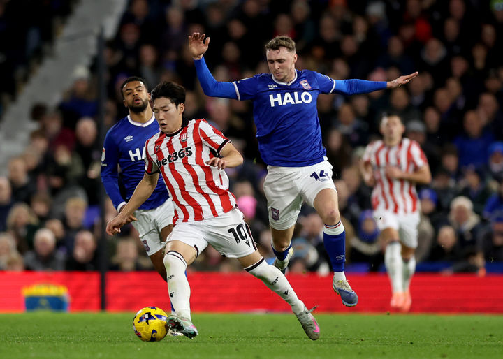 [입스위치=AP/뉴시스] 잉글랜드 프로축구 챔피언십(2부 리그) 스토크 시티의 배준호. 2025.12.10.