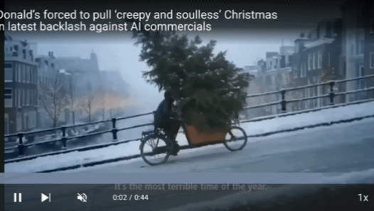 [서울=뉴시스]맥도날드가 AI로 제작한 크리스마스 광고의 일부. (사진출처: 더선 캡처) 2025.12.11. *재판매 및 DB 금지 *재판매 및 DB 금지