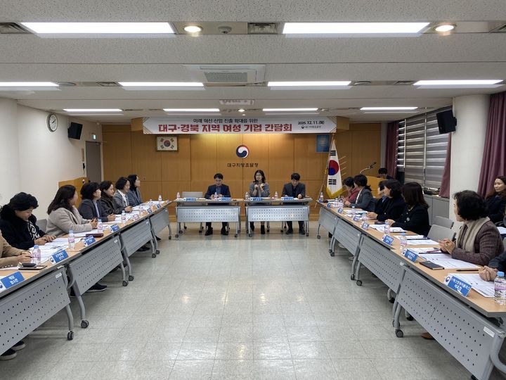 [대구=뉴시스] 대구조달청은 대구·경북지역 여성기업 16곳이 참석한 가운데 공공조달시장 내 애로사항을 청취하고 지원정책을 공유하는 간담회를 개최했다. (사진=대구조달청 제공) 2025.12.11. photo@newsis.com *재판매 및 DB 금지