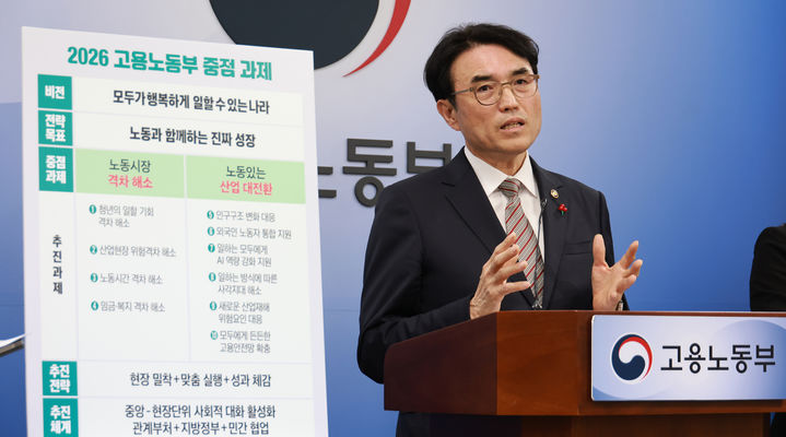 [서울=뉴시스] 권창준 고용노동부 차관이 11일 오후 정부세종청사에서 '2026년 고용노동부 중점과제'를 발표하고 있다. 2025.12.11. (사진=고용노동부 제공) *재판매 및 DB 금지