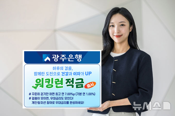 [광주=뉴시스] 광주은행은 11일 걷기 실천만으로 최고 연 7.0% 금리를 제공하는 '워킹런(Walking Run)적금'을 출시했다. (사진=광주은행 제공) 2025.12.11. photo@newsis.com *재판매 및 DB 금지