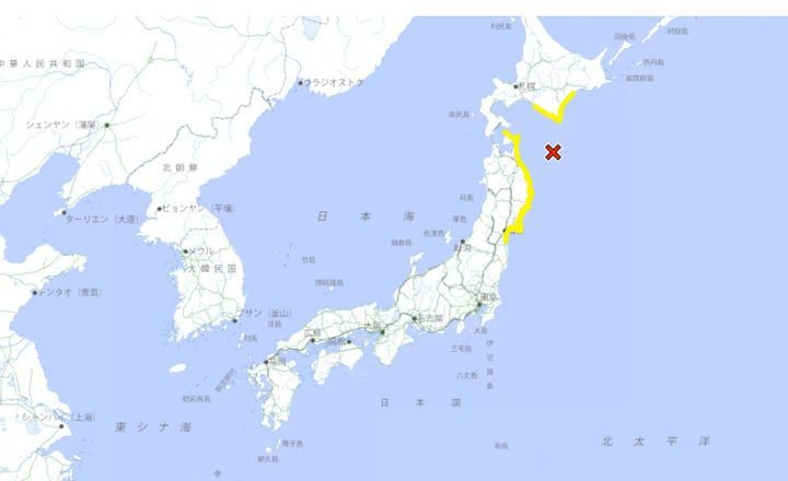 [서울=뉴시스] 12일 일본 북동부 아오모리현 앞바다에서 규모 6.7의 지진이 발생했다. 일본 기상청에 따르면 이날 오전 11시44분께 일본 아오모리(青森)현 동쪽 앞바다 북위 40.9도, 동경 143.0도 해역에서 규모 6.5의 지진이 관측됐다. 진원 깊이는 약 20㎞다. (사진=일본 기상청 홈페이지 갈무리) 2025.12.12. *재판매 및 DB 금지