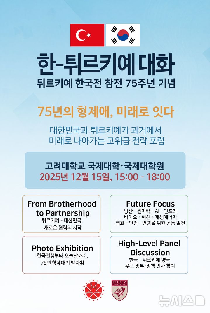 [서울=뉴시스]주한 튀르키예 대사관과 고려대학교 국제대학원 국제정책포럼은 오는 15일 튀르키예 한국전 참전 75주년 기념 행사를 개최한다. 사진은 행사 안내문. (사진 = 고려대 국제대학원 홈페이지 갈무리) 2025.12.12 photo@newsis.com