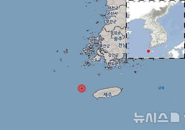 [제주=뉴시스] 지진 발생 위치도. (사진=기상청 제공) 2025.12.13. photo@newsis.com *재판매 및 DB 금지