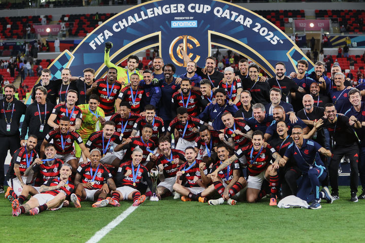 [도하=AP/뉴시스] 브라질 프로축구 세리A 플라멩구, 2025 국제축구연맹(FIFA) 챌린지컵 우승. 2025.12.13.