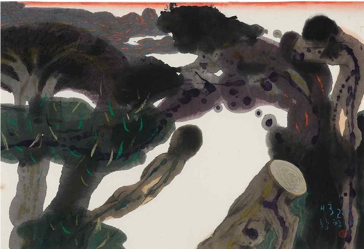 황창배, <무제>, 52x76cm, 화선지에 먹과 분채, 1987 *재판매 및 DB 금지