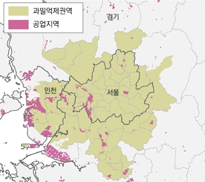 [수원=뉴시스] 수도권 과밀억제권역 공업지역 분포. (사진=경기연구원 제공) 2025.12.15. photo@newsis.com *재판매 및 DB 금지