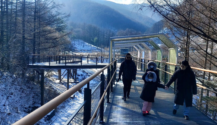 지난 13일 하늘전망대를 찾은 가족단위 탐방객 모습.(사진=태백산국립공원 제공) *재판매 및 DB 금지