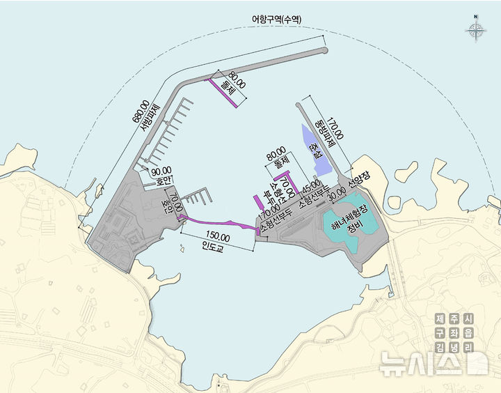 [제주=뉴시스] 제주시 구좌읍 김녕항 정비계획 평면도. (사진=제주도 제공) photo@newsis.com