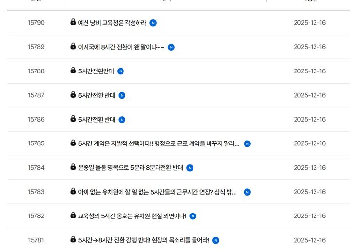 [울산=뉴시스] 구미현 기자 = 울산시교육청 홈페이지 게시판에 올라온 유치원 방과후 전담사 시간제 전환 관련 글들 gorgeouskoo@newsis.com *재판매 및 DB 금지