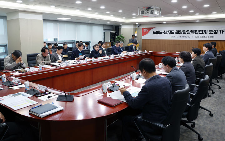 [홍성=뉴시스] 충남도, 도비도·난지도 해양관광복합단지 지원 전담팀(TF) 1차 회의 모습. *재판매 및 DB 금지