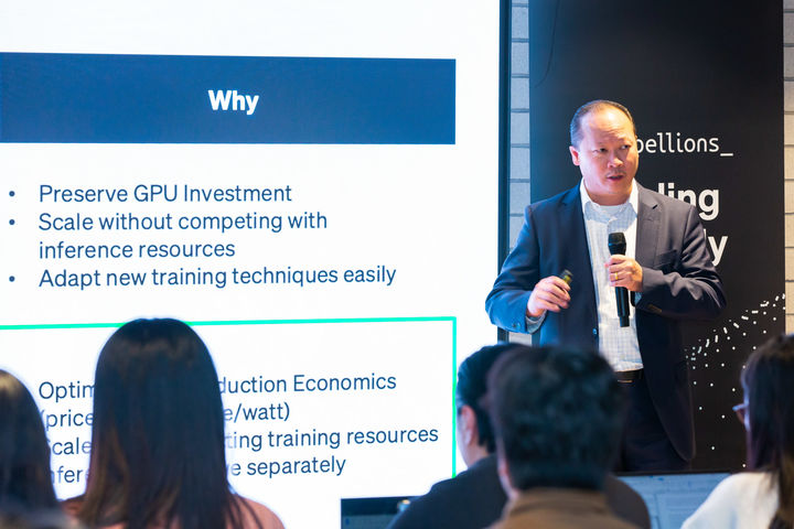 [서울=뉴시스] 지난 10월 리벨리온에 합류한 마샬 초이 최고사업책임자(CBO)가 리벨리온 미디어데이에서 발표하는 모습. (사진=리벨리온 제공) *재판매 및 DB 금지