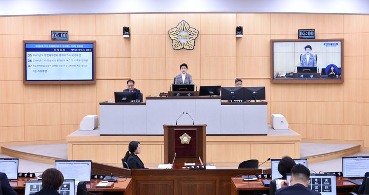 [여수=뉴시스] 전남 여수시의회 본회의장, 올해 마지막 정례회가 열리고 있다. (사진=여수시의회 제공) 2025.12.16. photo@newsis.com *재판매 및 DB 금지