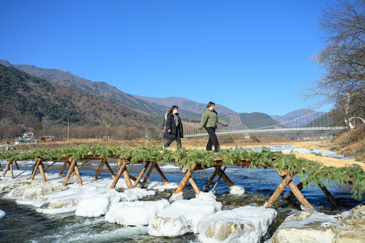 정선군 여량면의 아우라지 섶다리.(사진=정선군 제공) *재판매 및 DB 금지