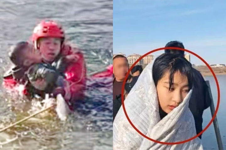 [뉴시스] 중국에서 13세 소녀가 얼어붙은 호수에 빠진 4세 소년을 구하려 용감하게 나서는 모습이 포착돼 주목을 받고 있다.(사진 = SCMP 갈무리) 2025.12.17. *재판매 및 DB 금지