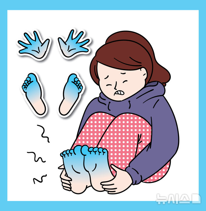 [서울=뉴시스] 레이노증후군은 손가락이나 발가락의 말초 혈관이 추위와 스트레스 등으로 인해 일시적으로 수축해 피가 통하지 않는 질환이다. (사진= 유토이미지 제공)