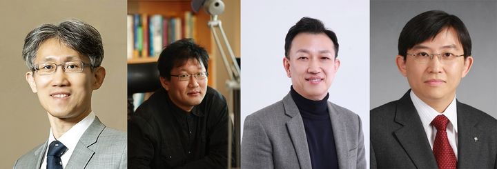 [서울=뉴시스] 세계 수준의 연구 성과를 창출한 공로를 세운 포항공대 차재춘 교수와 고등과기원 손영우 교수, 한국과학기술원 이행기·김상욱 교수가 '한국과학상·한국공학상'을 수상했다. (사진=과기정통부 제공) *재판매 및 DB 금지