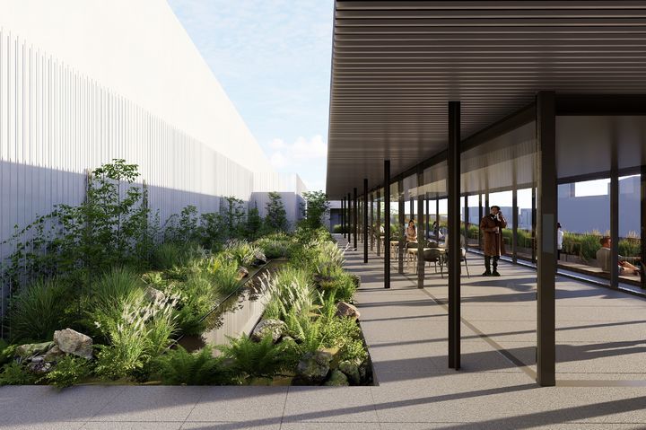 [서울=뉴시스] 건축사사무소 김이홍아키텍츠(김이홍)과 스튜디오테라(안형주)가 공동 설계한 ‘세종문화회관 옥상정원 조성 사업 설계 공모’ 당선작. 옥상정원 동측면(광화문광장 방향). 2025.12.12. (자료=서울시 제공) *재판매 및 DB 금지 *재판매 및 DB 금지