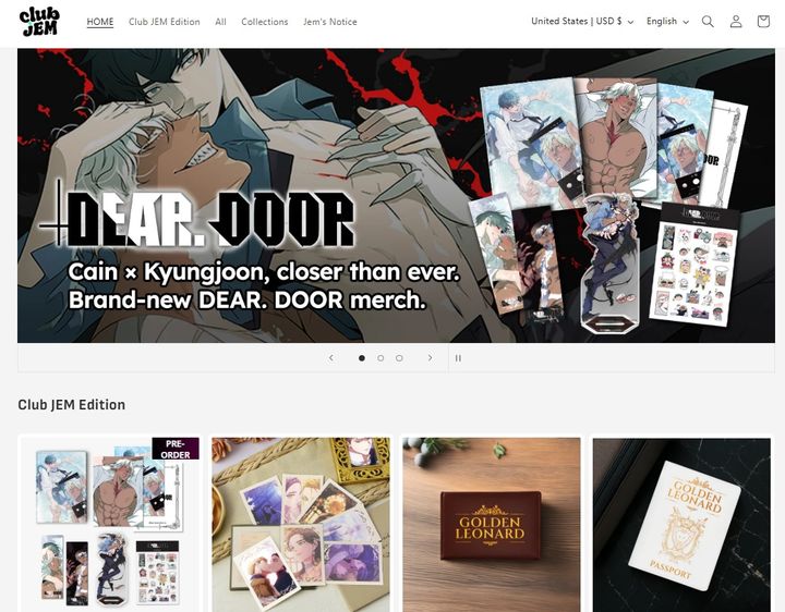 [서울=뉴시스] 콘텐츠퍼스트 웹툰 플랫폼 '태피툰' 관련 굿즈샵 '클럽젬' (사진=콘텐츠퍼스트 제공) *재판매 및 DB 금지