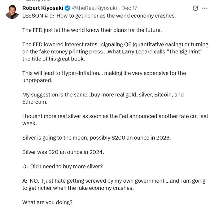 [뉴시스] (사진 = 기요사키 엑스 캡처) *재판매 및 DB 금지