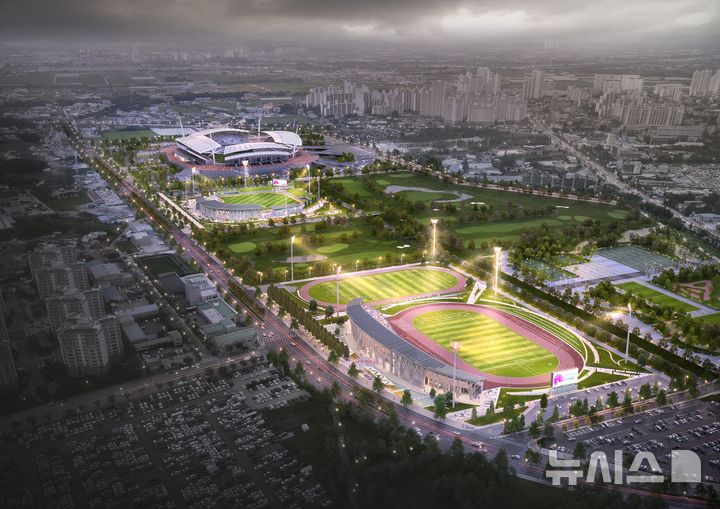 [전주=뉴시스]윤난슬 기자 = 전북 전주시가 하계올림픽 유치 도전을 본격화하는 동시에 핵심 체육시설 조성에 속도를 내며 대한민국 스포츠 거점도시로 도약하고 있다. 육상경기장 및 야구장 조감도. (사진=전주시 제공) photo@newsis.com 