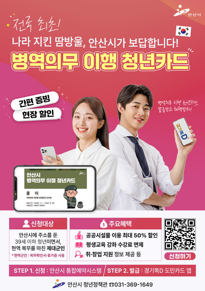 [안산=뉴시스]병역의무 이행 청년카드 안내 디지털 홍보자료.(사진=안산시 제공)2025.12.22.photo@newsis.com *재판매 및 DB 금지