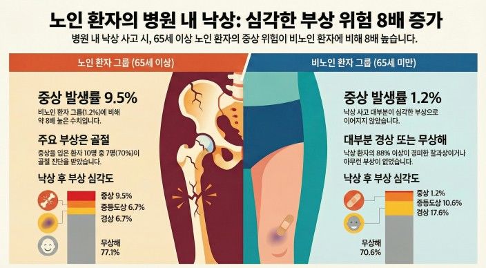 노인 입원 환자, 낙상 부상 8배…"의식 또렷해도 안심 금물"