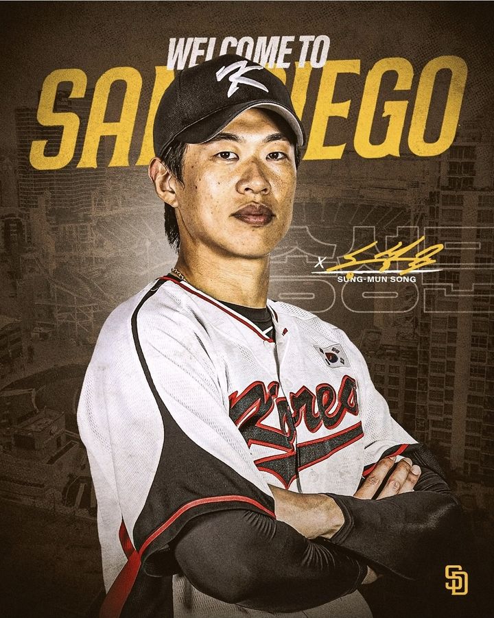 [서울=뉴시스] 메이저리그(MLB) 샌디에이고 파드리스가 22일(한국 시간) 송성문의 입단을 공식 발표했다. (사진=샌디에이고 공식 SNS 캡처) 2025.12.23. *재판매 및 DB 금지