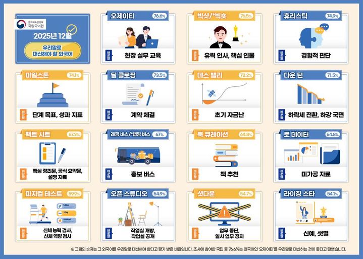 쉬운 우리말로 바꾸어 사용해야 할 외국어. (문체부 제공) *재판매 및 DB 금지