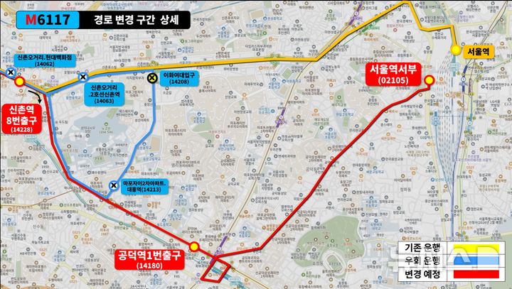 [김포=뉴시스]정일형 기자 = M6117번 변경 노선도. (사진=김포시 제공)